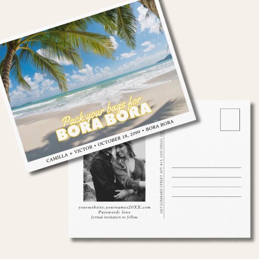 Bora Bora bruiloft eiland Save the Date Briefkaart