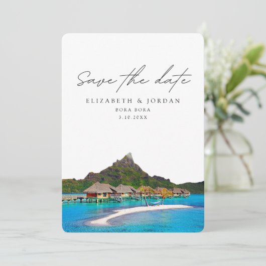 Bora Bora Bruiloft Save the Date Kaart (Staand voorkant)