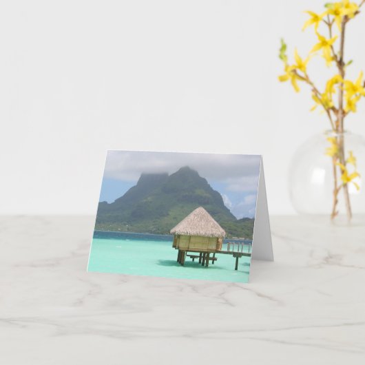 Bora Bora Bungalow Note Kaart (Gele Bloem)