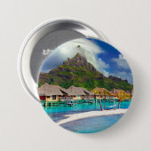 Bora Bora Caribbean Island Ronde Button 7,6 Cm (Voorkant /achterkant)