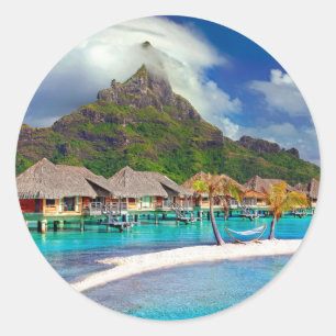 Bora Bora Caribbean Island Ronde Sticker