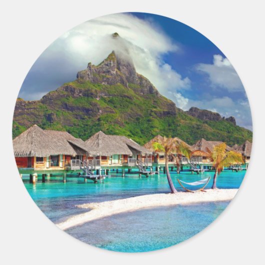 Bora Bora Caribbean Island Ronde Sticker (Voorkant)