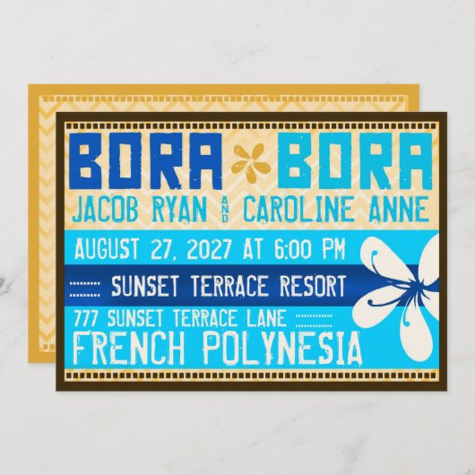 BORA BORA Destination Invitation Kaart (Voorkant / Achterkant)