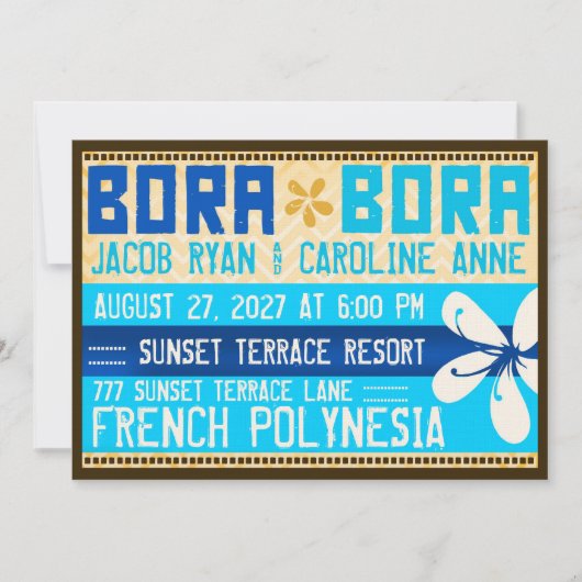 BORA BORA Destination Invitation Kaart (Voorkant)