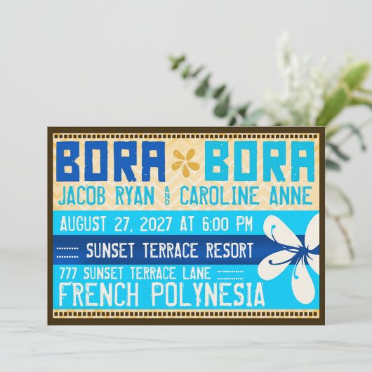 BORA BORA Destination Invitation Kaart (Staand voorkant)