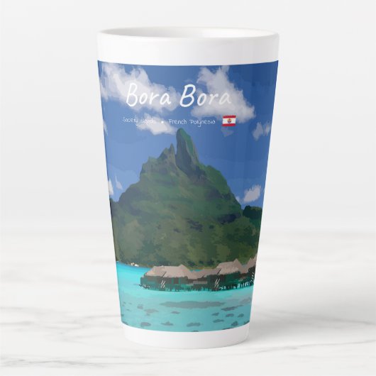 Bora Bora, Frans-Polynesië - Groot strandresort Latte Mok (Voorkant)