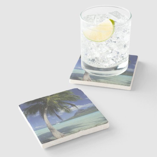 Bora Bora, Frans Polynesië Mt. Otemanu, gezien Stenen Onderzetter (Zijkant)