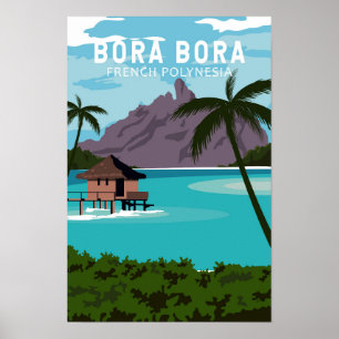 Bora Bora Frans-Polynesië Reis Vintage Kunst Poster