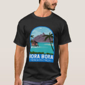 Bora Bora Frans Polynesië Reizen Retro Embleem Vin T-shirt (Voorkant)