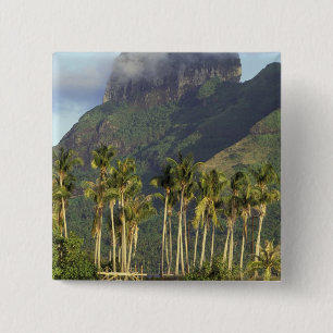 Bora Bora, Frans-Polynesië Waterfront scène en Vierkante Button 5,1 Cm