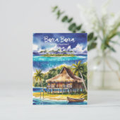 Bora Bora Frans-Polynesië Waterverf schilderij Briefkaart (Staand voorkant)