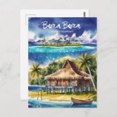 Bora Bora Frans-Polynesië Waterverf schilderij Briefkaart (Voorkant / Achterkant)