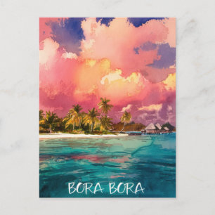 Bora Bora Frans-Polynesië Waterverf schilderij Briefkaart