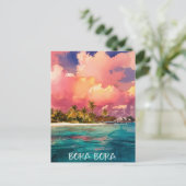 Bora Bora Frans-Polynesië Waterverf schilderij Briefkaart (Staand voorkant)