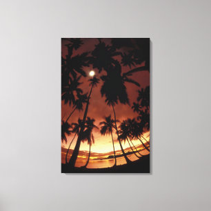 Bora Bora, Frans-Polynesië Zonsondergang door Canvas Afdruk