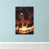 Bora Bora, Frans-Polynesië Zonsondergang door Canvas Afdruk (Insitu (Houten vloer))