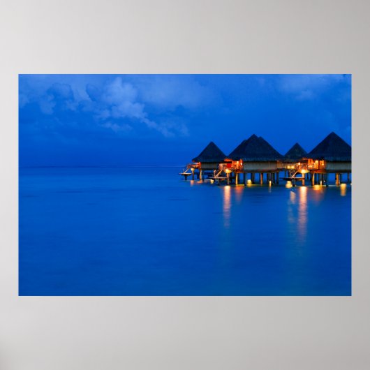Bora Bora French Polynesia Sunset Blue Hour Poster (Voorkant)