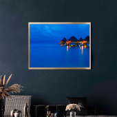 Bora Bora French Polynesia Sunset Blue Hour Poster