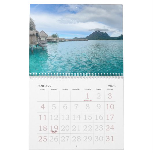 Bora Bora | French Polynesia | Tahitian Calendar Kalender (Jan 2026)