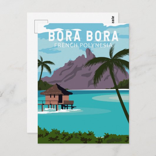 Bora Bora French Polynesia Travel  Art Briefkaart (Voorkant / Achterkant)