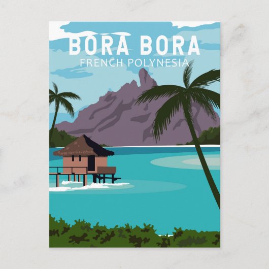 Bora Bora French Polynesia Travel Art Briefkaart (Voorkant)