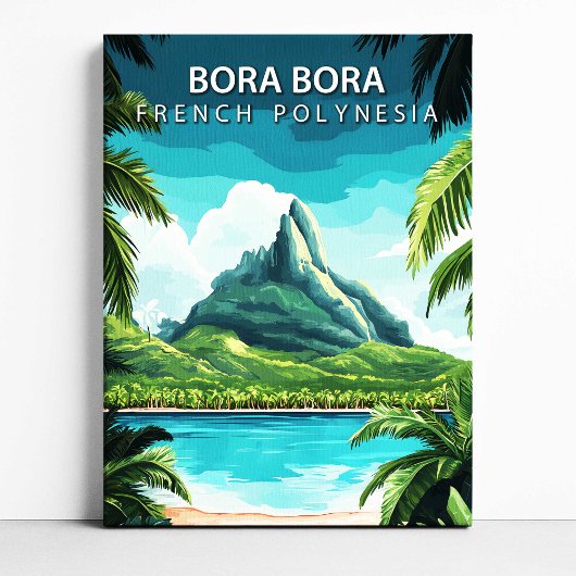 Bora Bora French Polynesia Travel Poster Canvas Afdruk