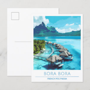 Bora Bora French Polynesia Vintage Travel Briefkaart