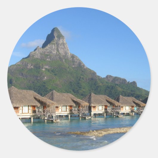 Bora Bora Huts Ronde Sticker (Voorkant)