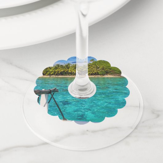 Bora Bora lagune Wijnglaslabel (Dichtbij)