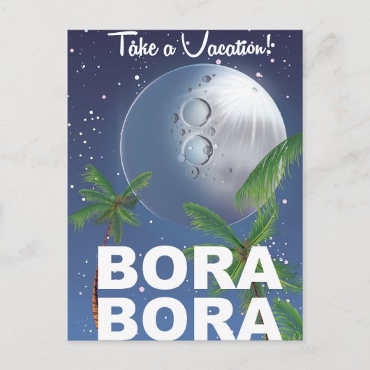 Bora Bora Maan Reisposter Briefkaart (Voorkant)