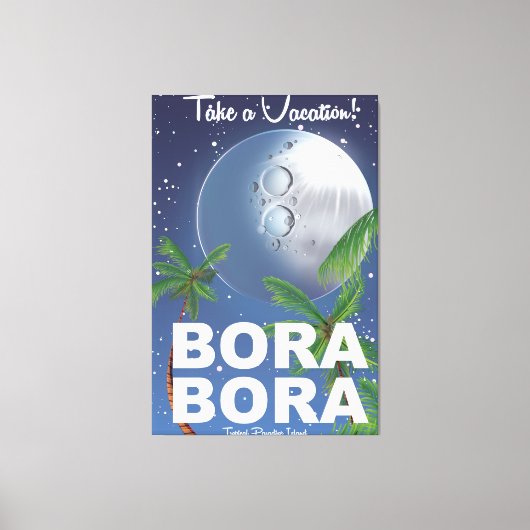 Bora Bora Maan Reisposter Canvas Afdruk (Voorkant)