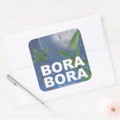 Bora Bora Maan Reisposter Vierkante Sticker (Envelop)