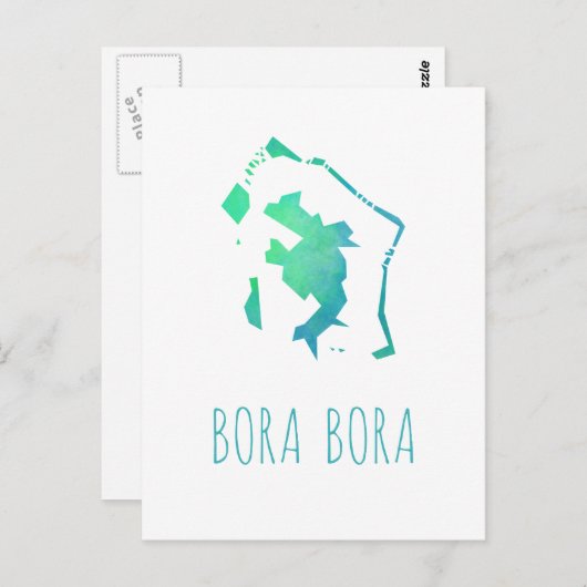 Bora Bora Map Briefkaart (Voorkant / Achterkant)