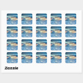 Bora Bora mooie zonsondergang, gelabeld, Vierkante Sticker (Vel)