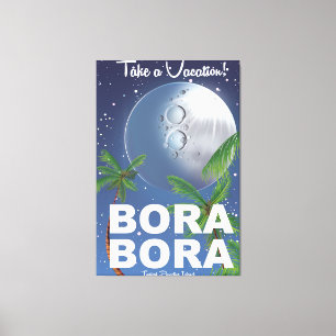 Bora Bora Moon Travel poster Canvas Afdruk