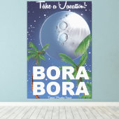 Bora Bora Moon Travel poster Canvas Afdruk (Insitu (Houten vloer))