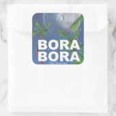 Bora Bora Moon Travel poster Vierkante Sticker (Tas)