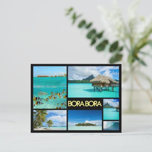 Bora Bora multiple afbeelding collage black briefk Briefkaart (Staand voorkant)