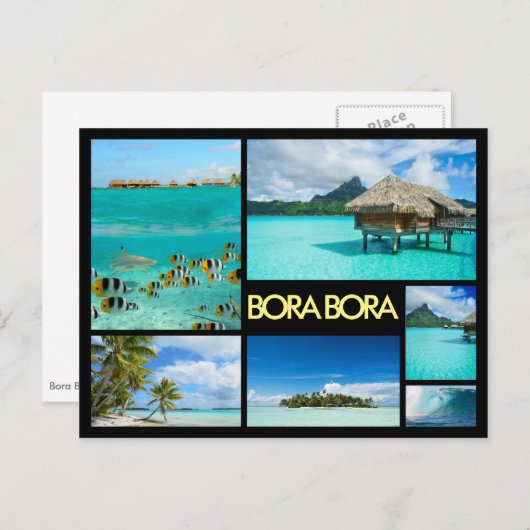 Bora Bora multiple afbeelding collage black briefk Briefkaart (Voorkant / Achterkant)