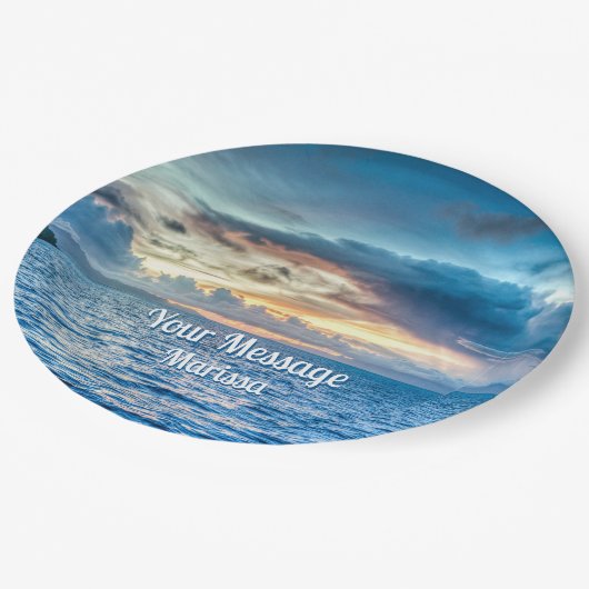 Bora Bora Ocean Uitzicht Fotografie Papieren Bordje (Gekanteld)