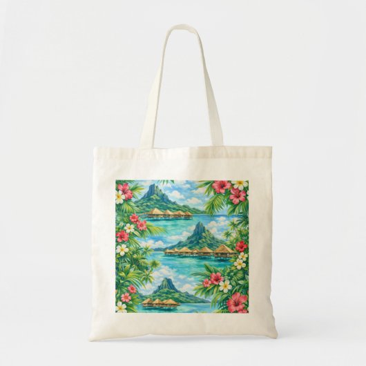 Bora Bora Overwater Bungalow Tropisch Tote Bag (Voorkant)