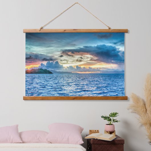 Bora Bora prachtige zonsondergang Hangend Wandkleed (Slaapkamer)