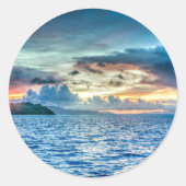 Bora Bora prachtige zonsondergang Ronde Sticker (Voorkant)