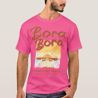 Bora Bora Retro Bungalow Frans-Polynesische Vintag T-shirt