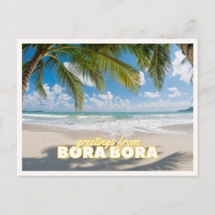 Bora Bora Retro Tropisch Strand Vintage Groeten Briefkaart