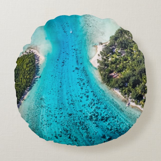 Bora Bora - route naar de oceaan Rond Kussen (Voorkant)