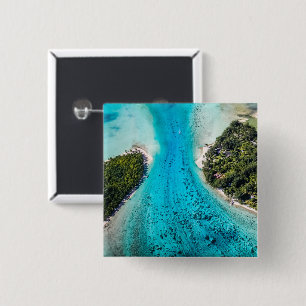 Bora Bora - route naar de oceaan Vierkante Button 5,1 Cm
