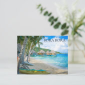 Bora Bora Strand Overwater Bungalows Foto Briefkaart (Staand voorkant)