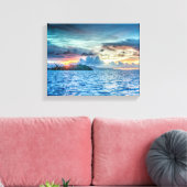 Bora Bora Sunset over de oceaan Canvas Afdruk (Insitu (Woonkamer))