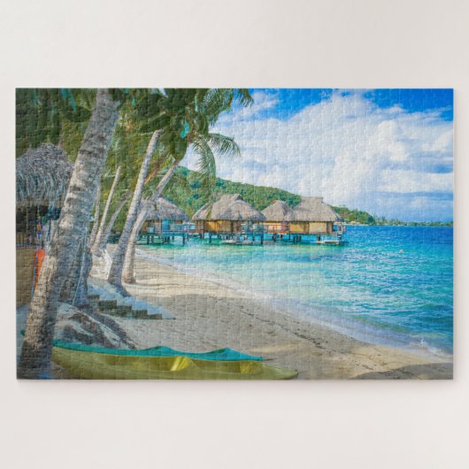 Bora Bora Tahiti Beach Overwater Bungalows Ocean Legpuzzel (Horizontaal)